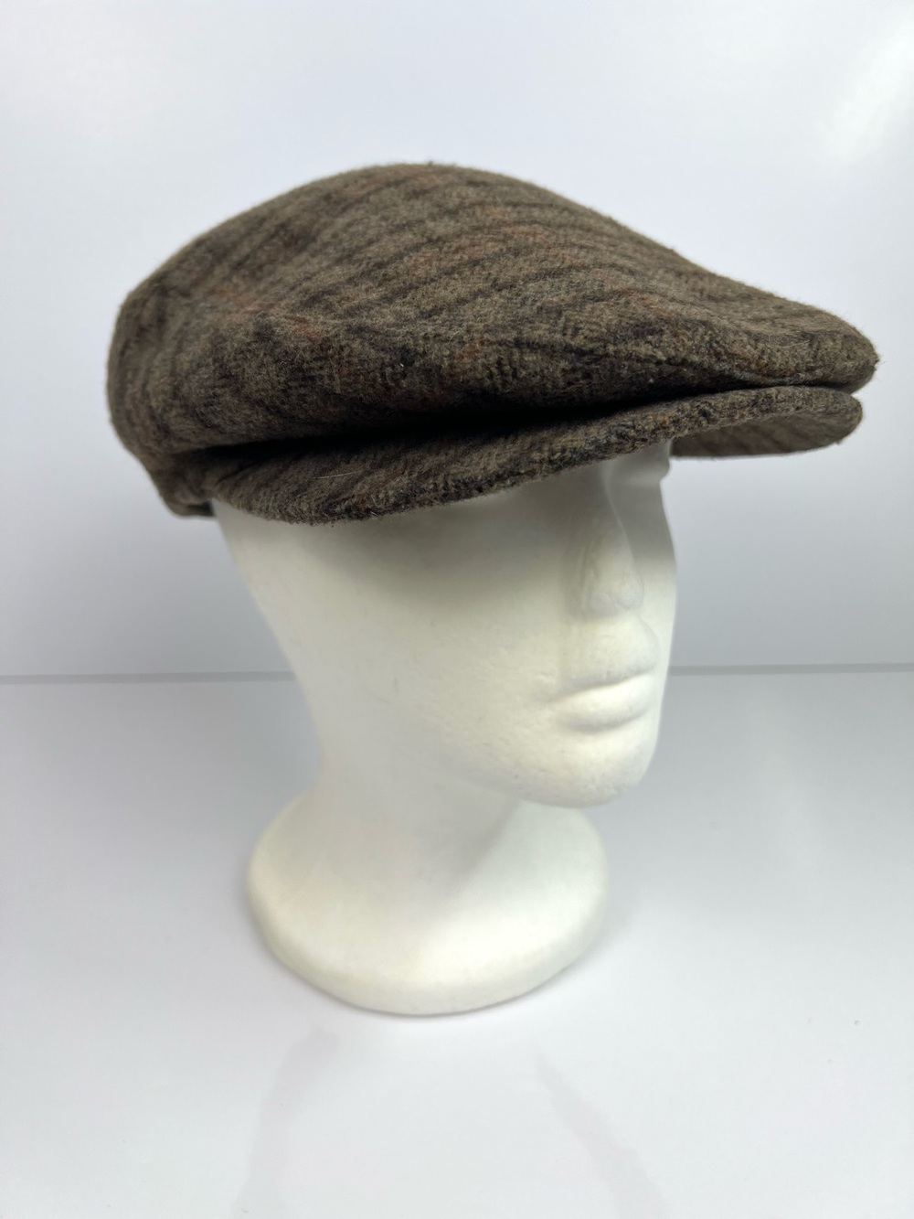 Magill Vintage Wool Herringbone Peaky Blinders Newsboy Trapper Cap O/S Tan Multi